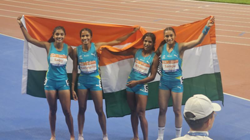 एशियन 23 एथलेटिक्स चैंपियनशिप: स्वर्ण पदक जीतकर 4x400 मीटर महिला रिले टीम ने बढ़ाया भारत का मान एशियन 23 एथलेटिक्स चैंपियनशिप: स्वर्ण पदक जीतकर 4x400 मीटर महिला रिले टीम ने बढ़ाया भारत का मान