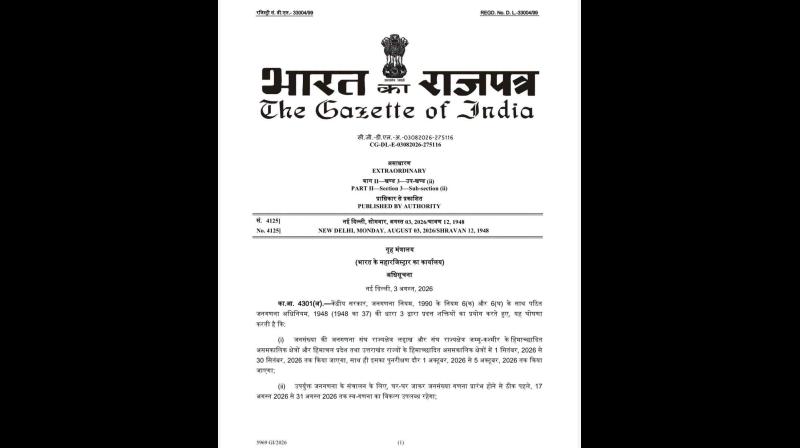 केंद्र सरकार ने जनगणना 2027 के दूसरे चरण के संचालन के लिए अधिसूचना केंद्र सरकार ने जनगणना 2027 के दूसरे चरण के संचालन के लिए अधिसूचना