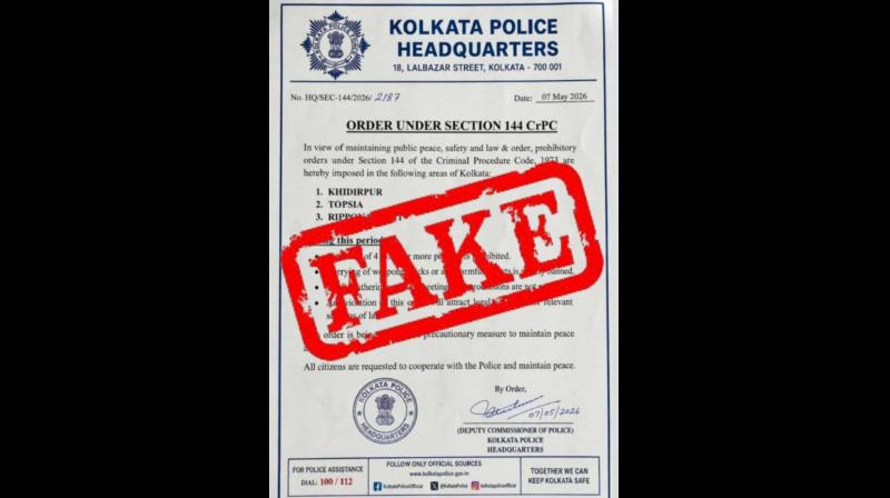 पश्चिम बंगाल: कोलकाता पुलिस ने धारा-144 संबंधी एडवाइजरी को बताया पश्चिम बंगाल: कोलकाता पुलिस ने धारा-144 संबंधी एडवाइजरी को बताया