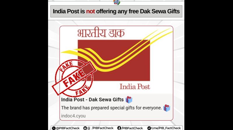 पीआईबी फैक्ट चेक ने 'डाक सेवा गिफ्ट्स' के नाम पर चल रहे फर्जी ऑफर का किया पर्दाफाश, लोगों को सतर्क रहने की सलाह पीआईबी फैक्ट चेक ने 'डाक सेवा गिफ्ट्स' के नाम पर चल रहे फर्जी ऑफर का किया पर्दाफाश, लोगों को सतर्क रहने की सलाह