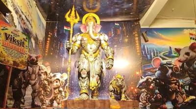 हैदराबाद में विकसित भारत 2047' थीम पर भगवान गणेश की मूर्ति स्थापित