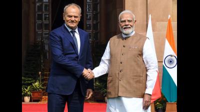 हैदराबाद हाउस में प्रधानमंत्री मोदी से मिले पोलैंड के पीएम डोनाल्ड