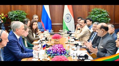 ओम बिरला से मिले रूसी स्टेट ड्यूमा के अध्यक्ष वोलोदिन, संसदीय सहयोग