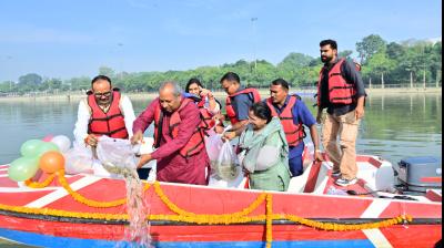गोमती में छोड़े गए मछलियों के एक लाख बच्चे, जलीय पारिस्थितिकी और