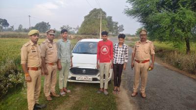 हरदोई में पुलिस और बदमाशों में मुठभेड़, चार बदमाश गिरफ्ता