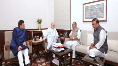 भाजपा में शामिल होने के बाद बोरदोलोई ने गृह मंत्री शाह से की मुलाकात, सरमा भी रहे साथ