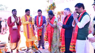 जमशेदपुर में मंदिर का भूमिपूजन कर बोलीं राष्ट्रपति, 'पूरी मानवता पर बिना भेदभाव बरसती है श्री जगन्नाथ की कृपा'